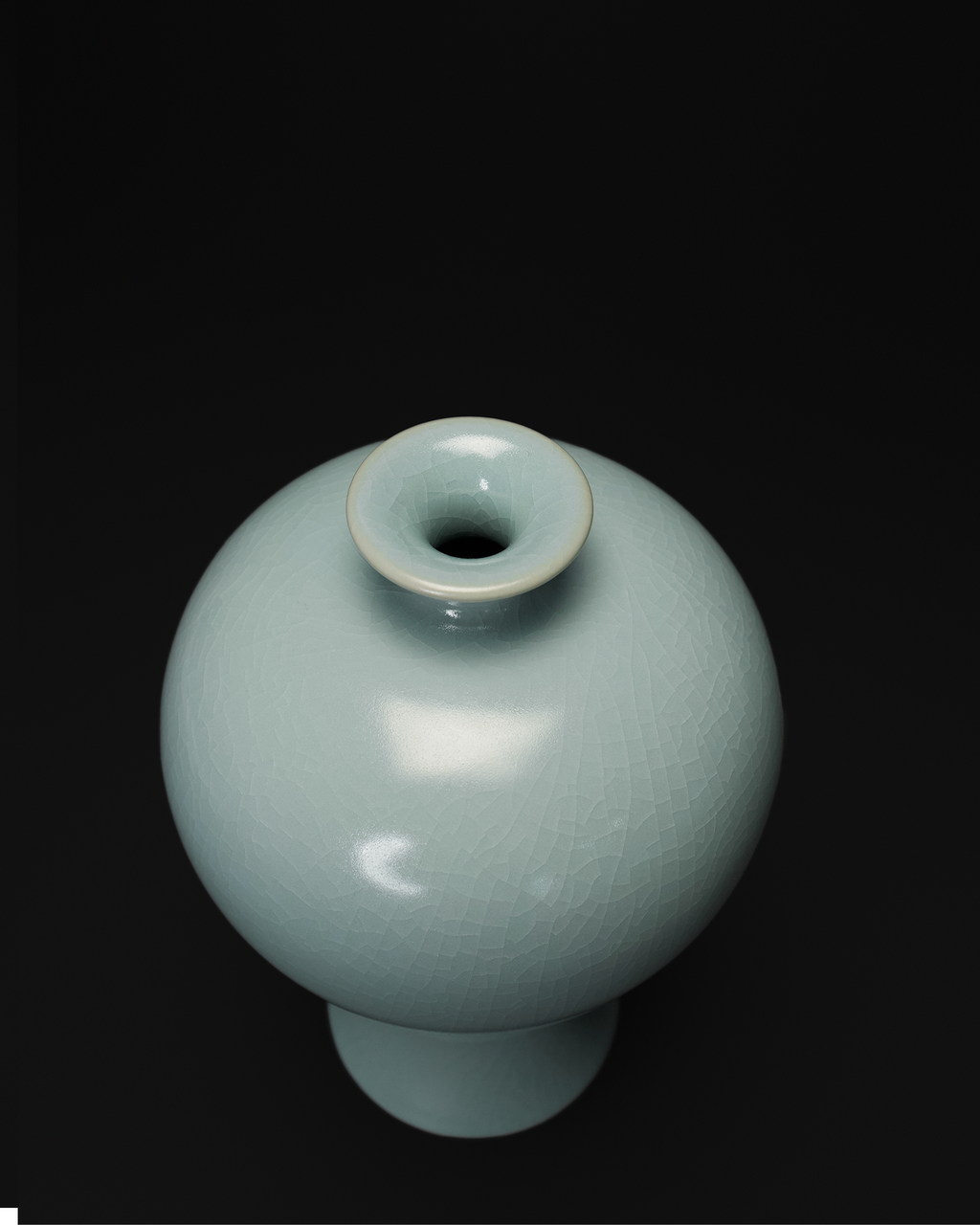 Angled top view of the Meiping vase showing its small mouth and broad rounded shoulders.